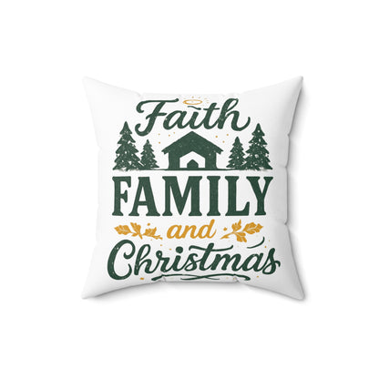 Festive Faith Family Christmas Pillow
