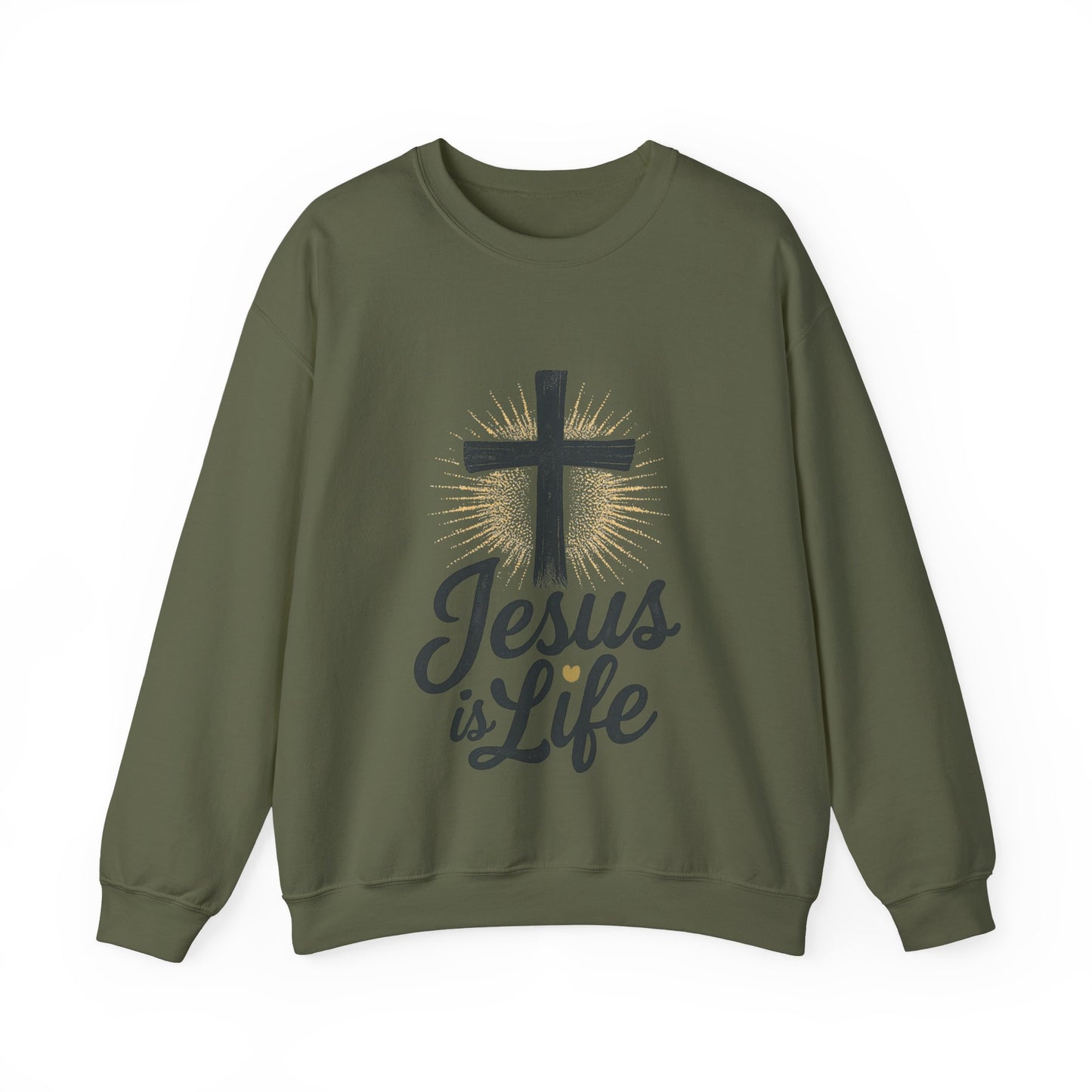 "Jesus is Life" - Christian Inspirational Crewneck Sweatshirt