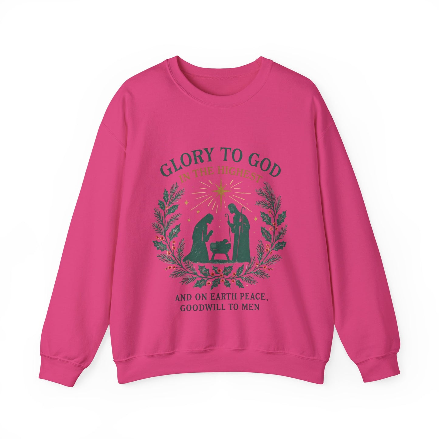 "Glory to God" - Christmas Nativity Sweatshirt, Unisex Crewneck, Holiday Apparel, Inspirational Clothing