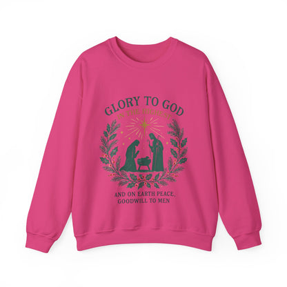 "Glory to God" - Christmas Nativity Sweatshirt, Unisex Crewneck, Holiday Apparel, Inspirational Clothing