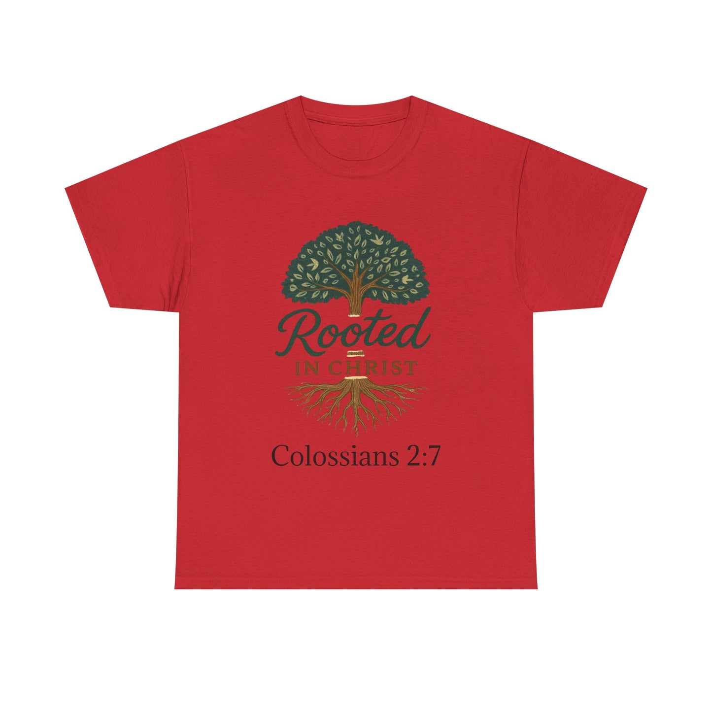 "Rooted in Christ" Tee - Unisex Heavy Cotton Shirt, Christian Apparel, Faith-Based Gift