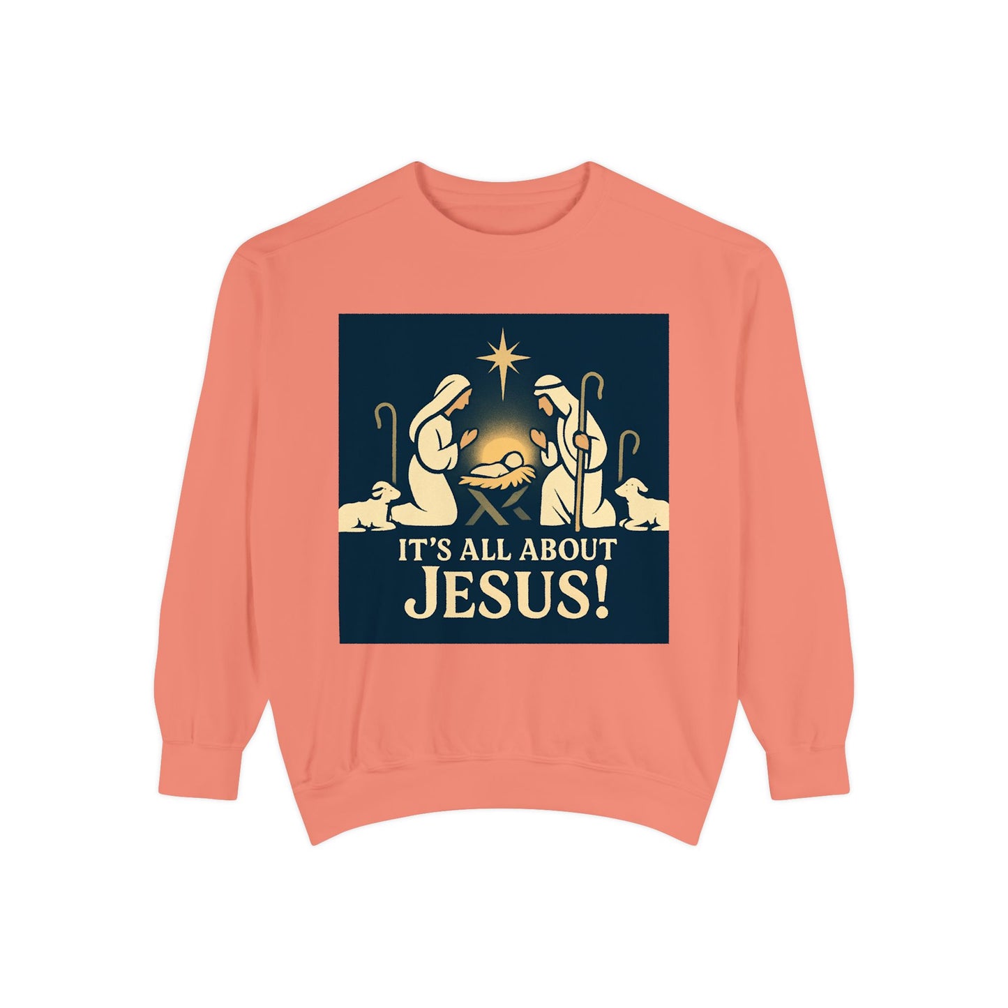 "It's all about Jesus" - Christian Christmas Sweatshirt, Holiday Gift, Faith-Based Apparel, Unisex Cozy Wear