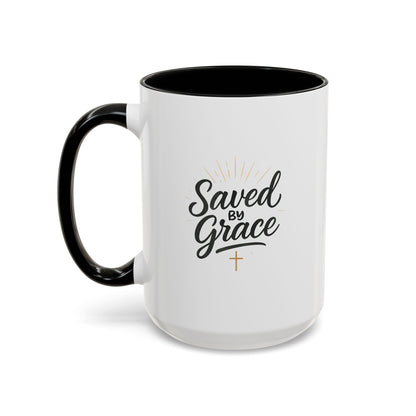 "Saved By Grace" - Coffee Mug - Inspirational Gift for Faith Lovers, Perfect for Home or Office, Christian Decor, Encouragement Mug