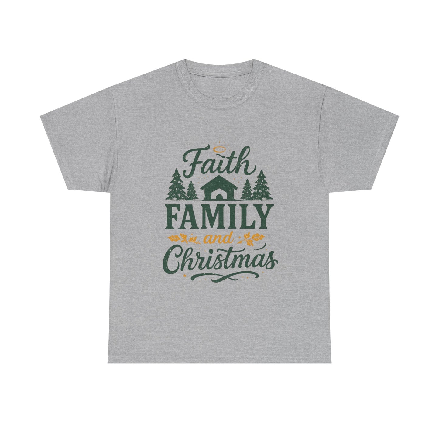Faith, Family, and Christmas Unisex Heavy Cotton Tee