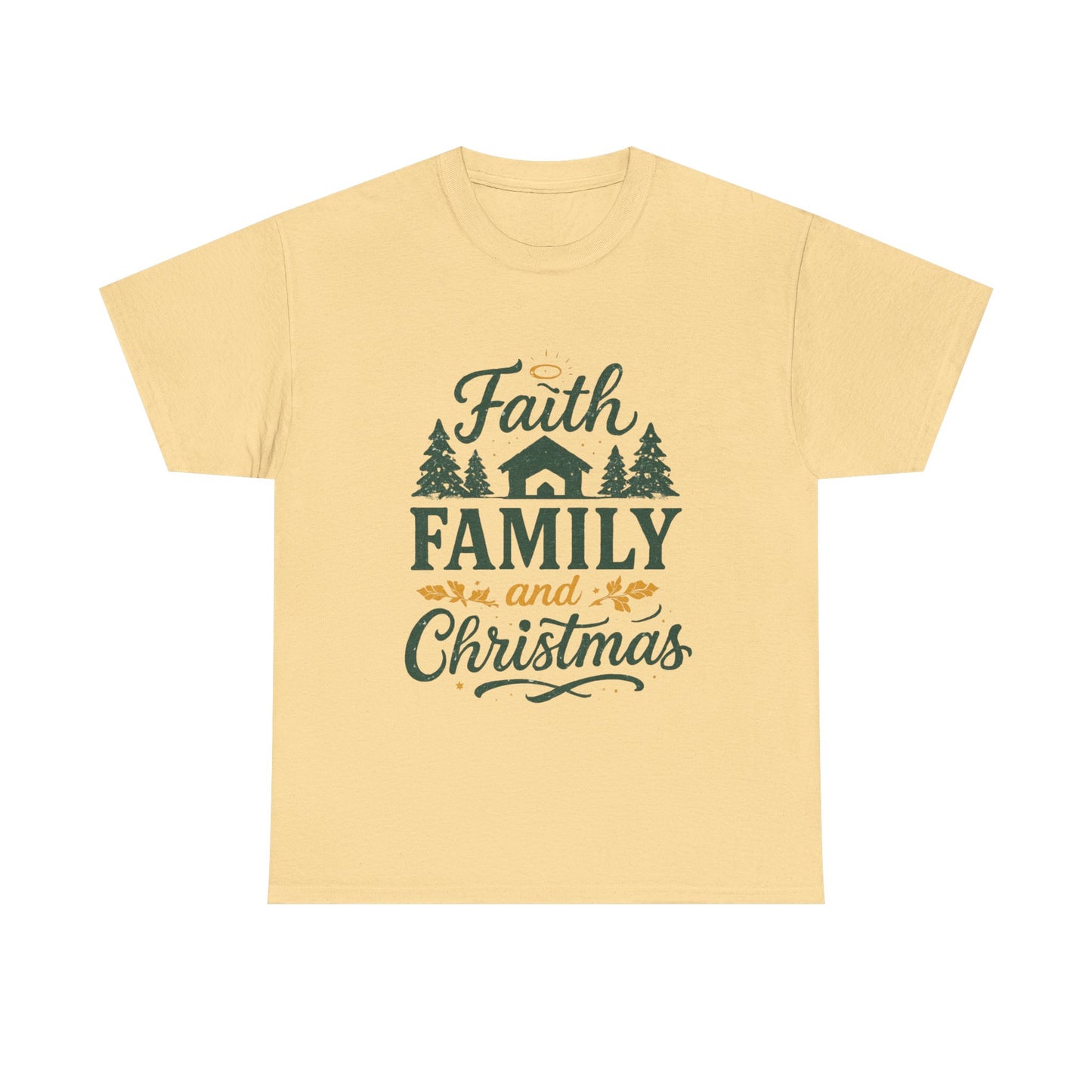 Faith, Family, and Christmas Unisex Heavy Cotton Tee