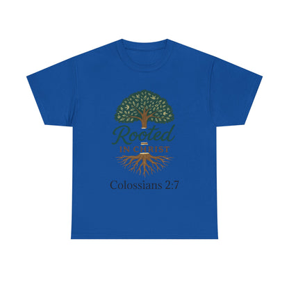 "Rooted in Christ" Tee - Unisex Heavy Cotton Shirt, Christian Apparel, Faith-Based Gift