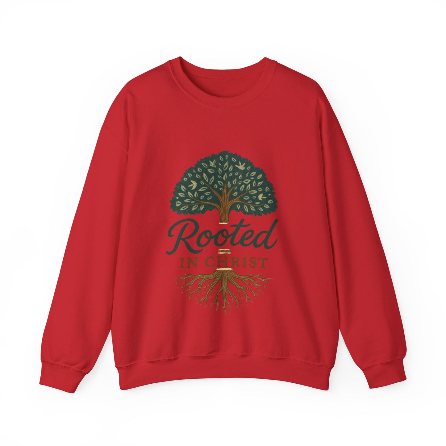 "Rooted in Christ" - Faith-Inspired Crewneck Sweatshirt - Cozy Gift for Christians, Perfect for Church