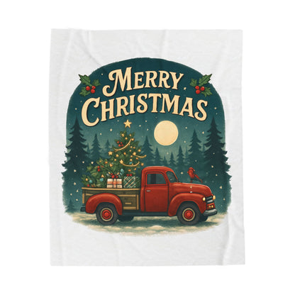 Merry Christmas Velveteen Plush Blanket