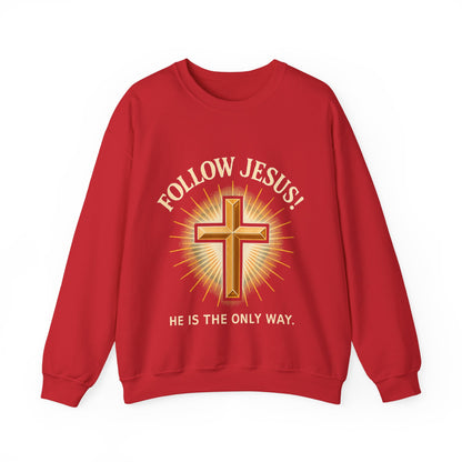 "Follow Jesus" Faith-Inspired Crewneck Sweatshirt Christian Apparel, Gift for Believers, Religious Sweatshirt, Inspirational Fashion