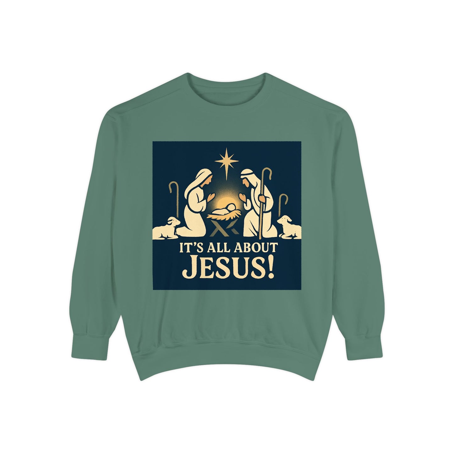 "It's all about Jesus" - Christian Christmas Sweatshirt, Holiday Gift, Faith-Based Apparel, Unisex Cozy Wear