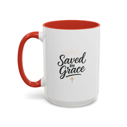 "Saved By Grace" - Coffee Mug - Inspirational Gift for Faith Lovers, Perfect for Home or Office, Christian Decor, Encouragement Mug