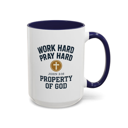 "Work Hard, Pray Hard" Inspirational Coffee Mug (11, 15oz)