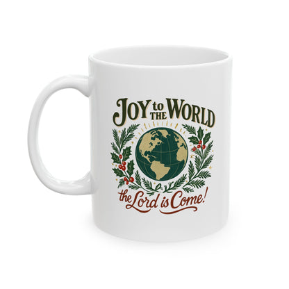 "Joy to the World" Ceramic Mug - Join Us in Making the World Merry, Holiday Gift, Coffee Cup, Seasonal Decor, Home & Kitchen Essential