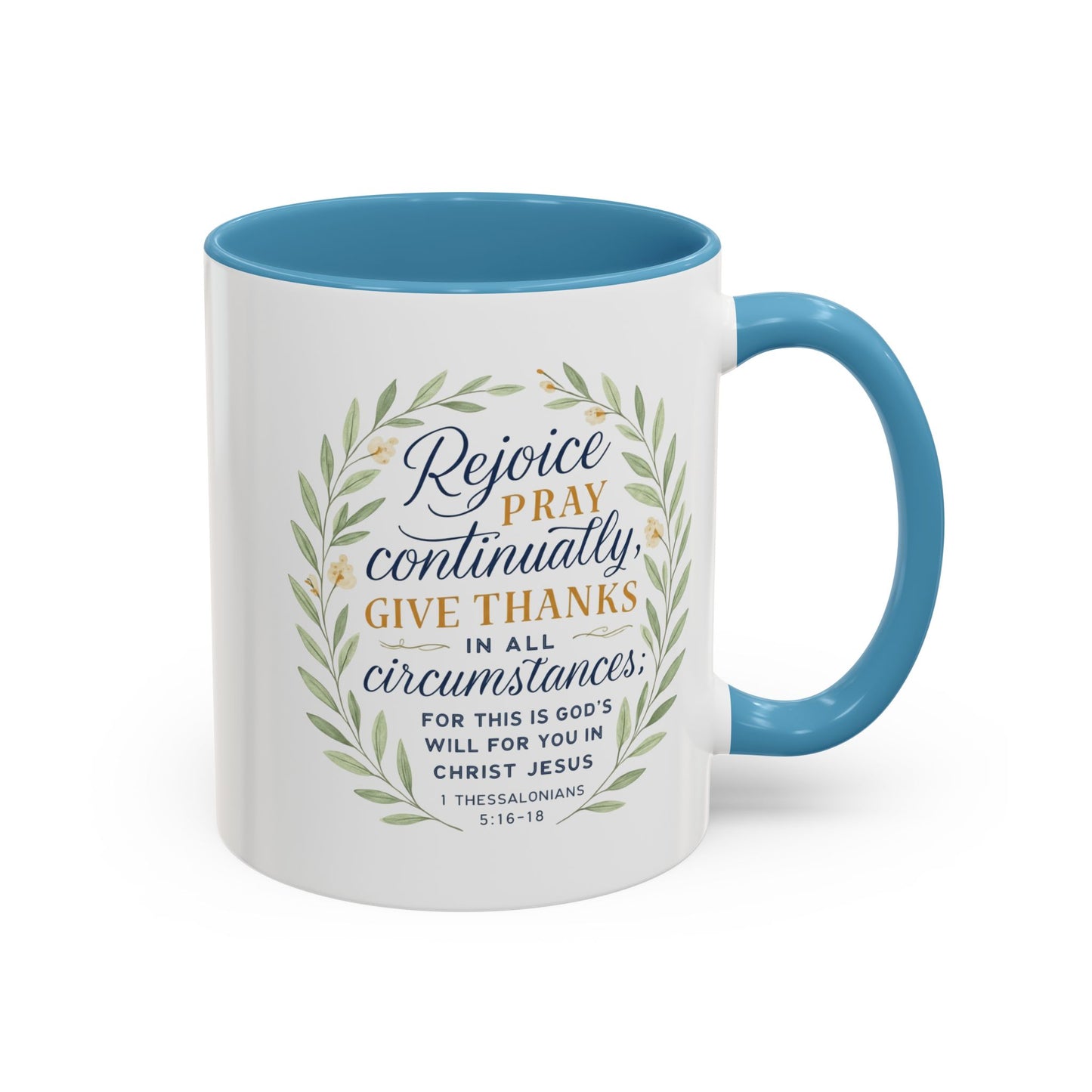 Inspirational Floral Coffee Mug - Rejoice, Pray, Give Thanks