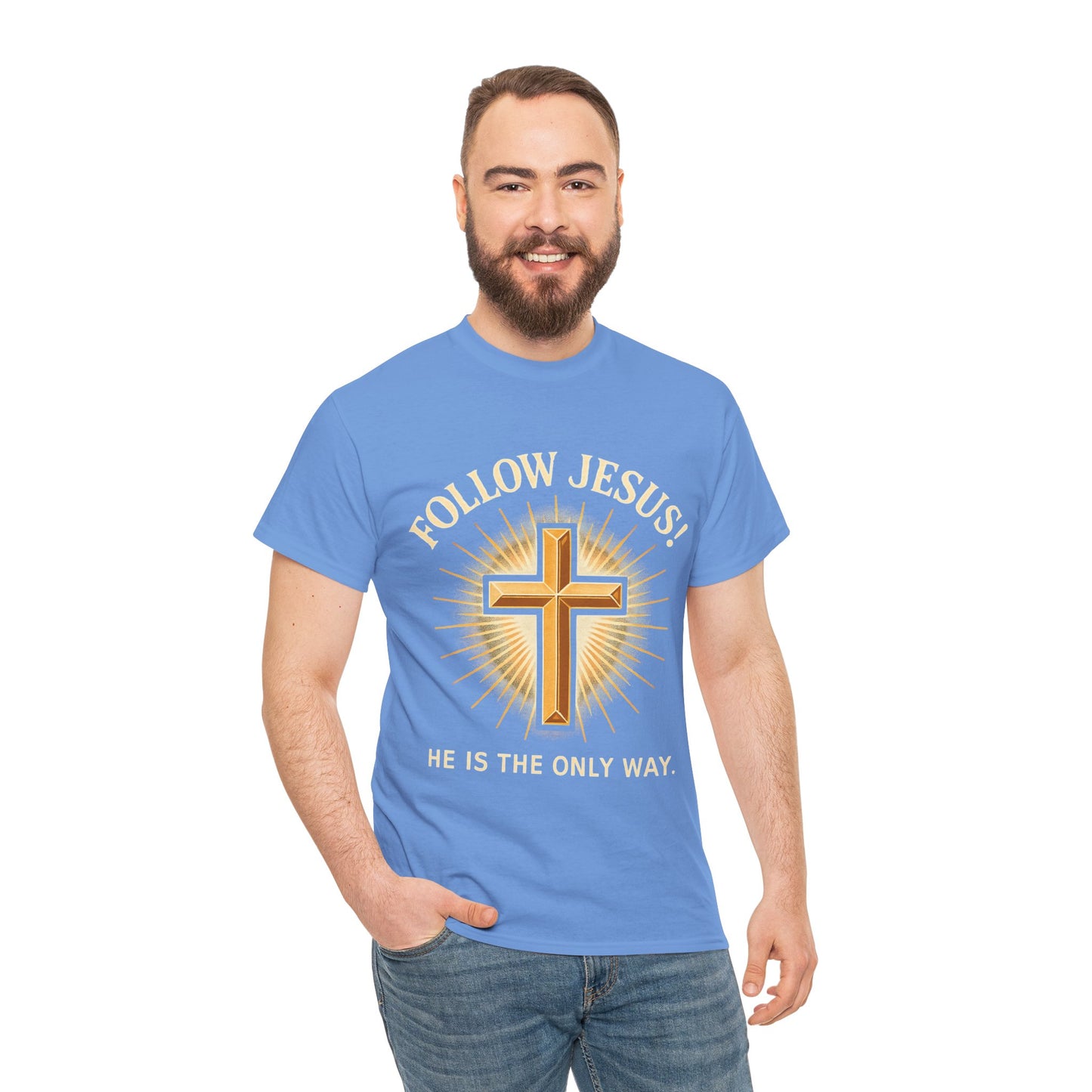 "Follow Jesus" Christian Faith Unisex Heavy Cotton Tee, Inspiration Apparel
