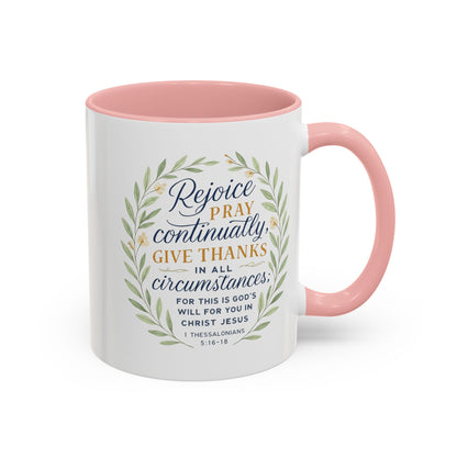 Inspirational Floral Coffee Mug - Rejoice, Pray, Give Thanks