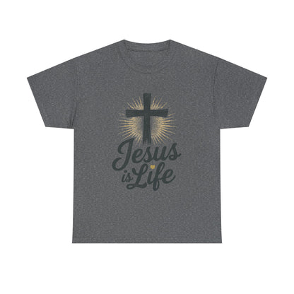 "Jesus is Life" - Front and Back - Faith-Inspired Unisex Heavy Cotton Tee