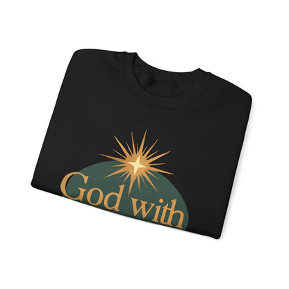 "God with Us" - Cozy Christmas Sweatshirt, Holiday Spirit Wear, Religious Gift, Unisex Crewneck