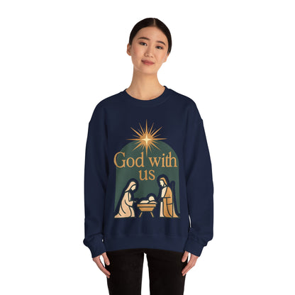 "God with Us" - Cozy Christmas Sweatshirt, Holiday Spirit Wear, Religious Gift, Unisex Crewneck