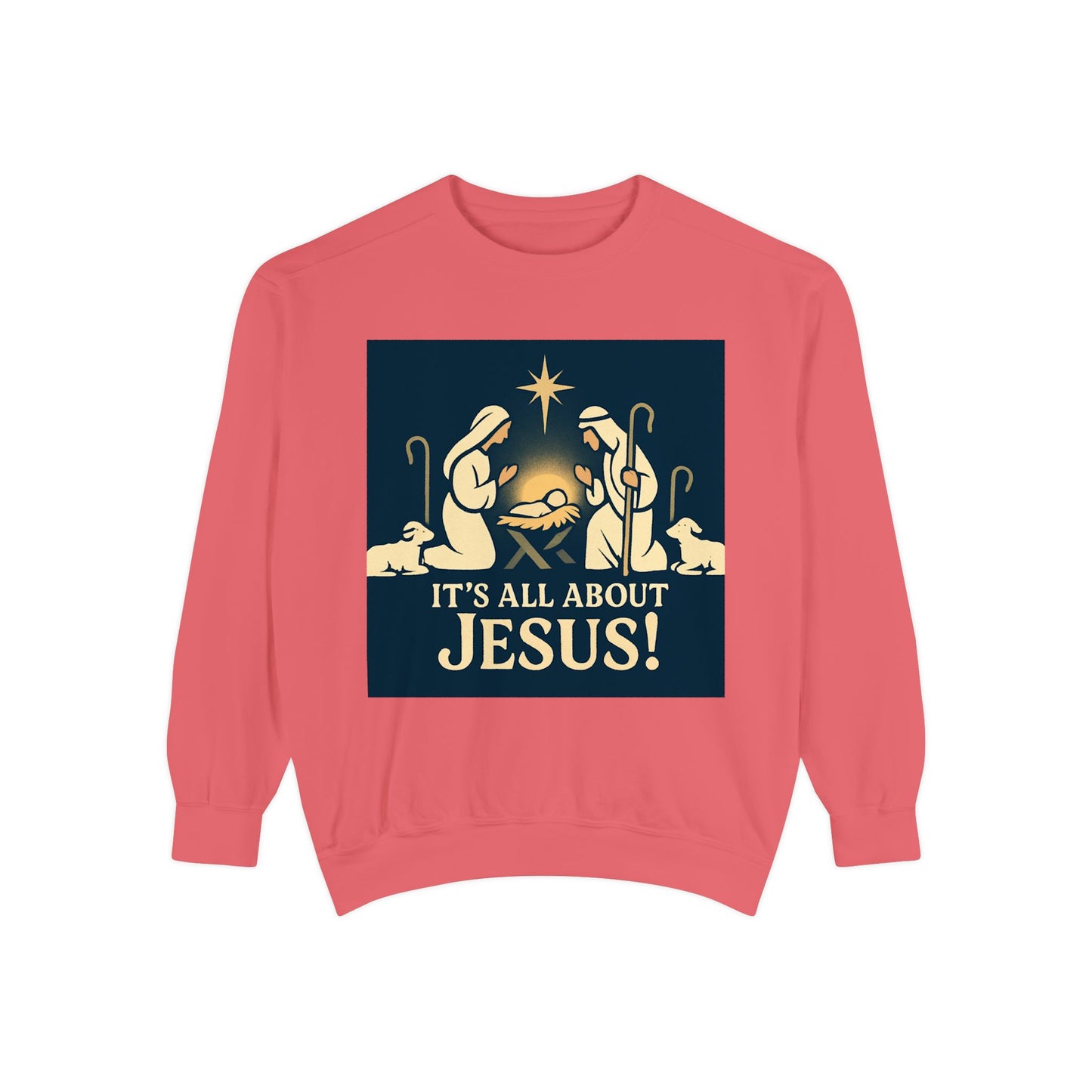 "It's all about Jesus" - Christian Christmas Sweatshirt, Holiday Gift, Faith-Based Apparel, Unisex Cozy Wear