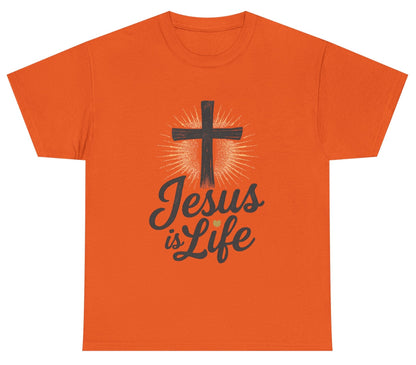 "Jesus is Life" - Front and Back - Faith-Inspired Unisex Heavy Cotton Tee
