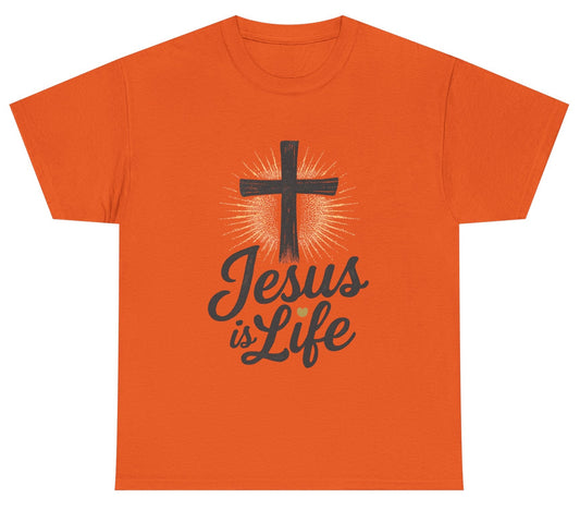 "Jesus is Life" - Front and Back - Faith-Inspired Unisex Heavy Cotton Tee