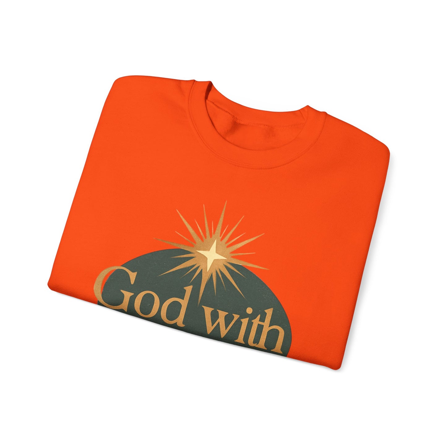 "God with Us" - Cozy Christmas Sweatshirt, Holiday Spirit Wear, Religious Gift, Unisex Crewneck