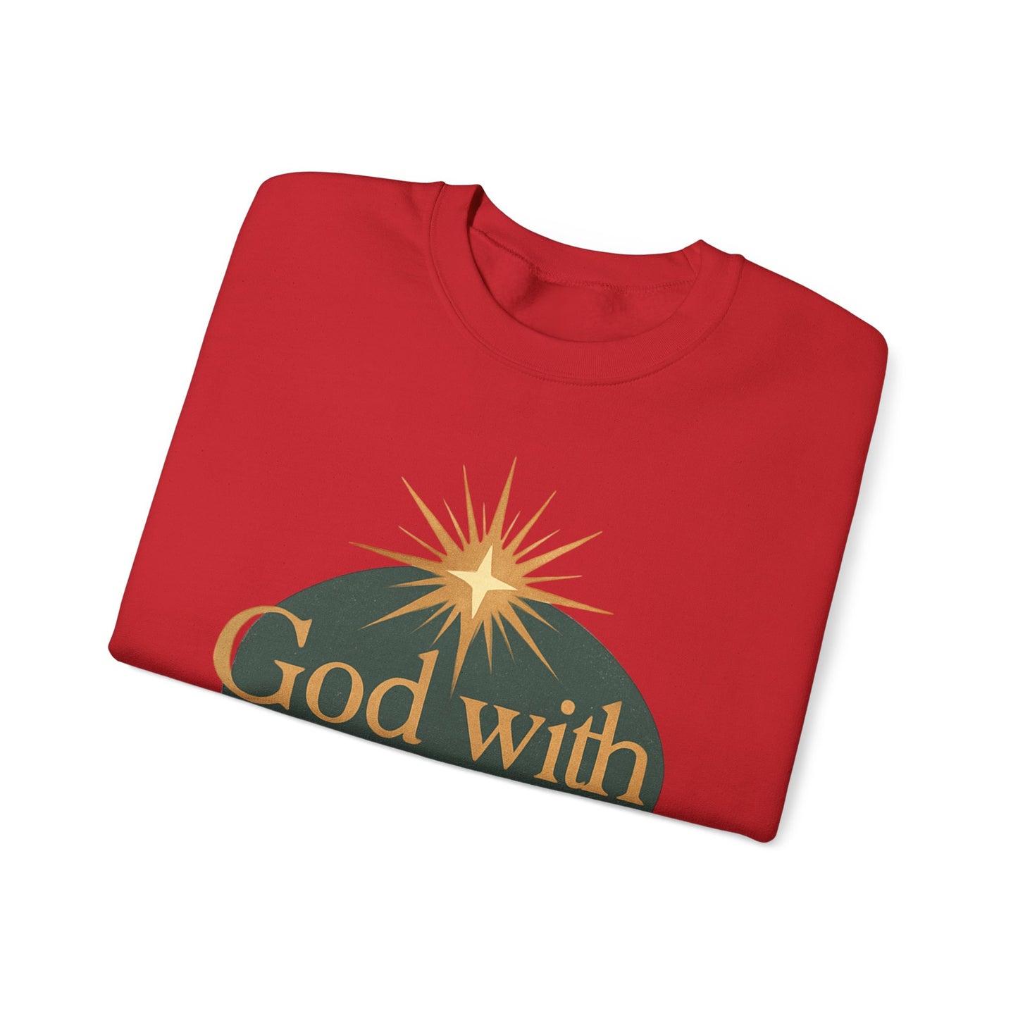 "God with Us" - Cozy Christmas Sweatshirt, Holiday Spirit Wear, Religious Gift, Unisex Crewneck
