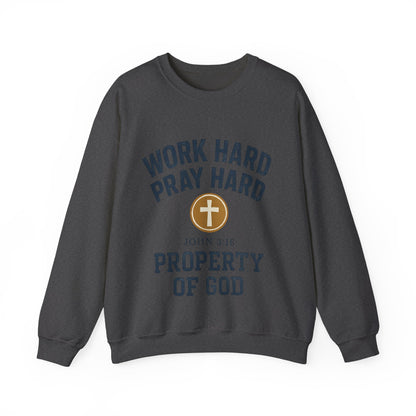 Work Hard Pray Hard Inspirational Crewneck Sweatshirt
