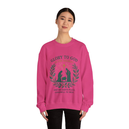 "Glory to God" - Christmas Nativity Sweatshirt, Unisex Crewneck, Holiday Apparel, Inspirational Clothing
