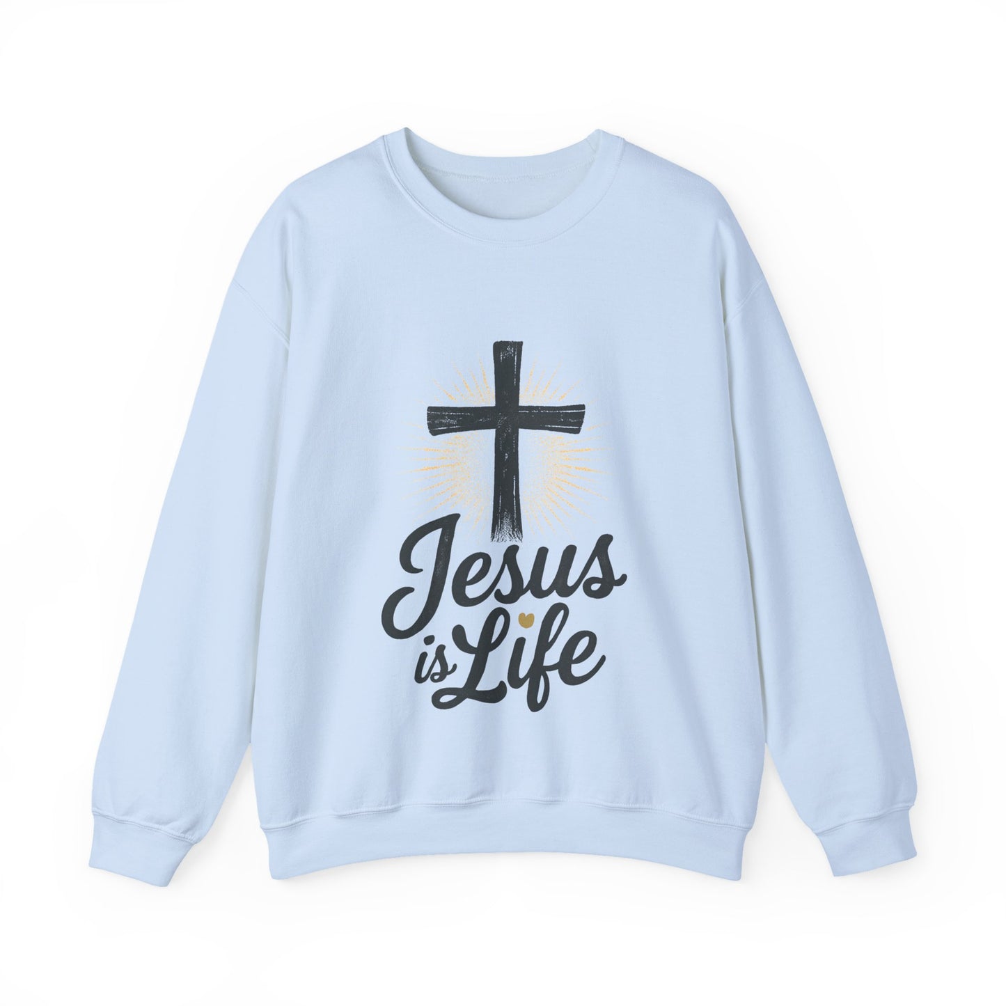 "Jesus is Life" - Christian Inspirational Crewneck Sweatshirt