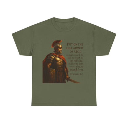 Ephesians 6:13 "Put on the full armor of God" Christian Print Tee