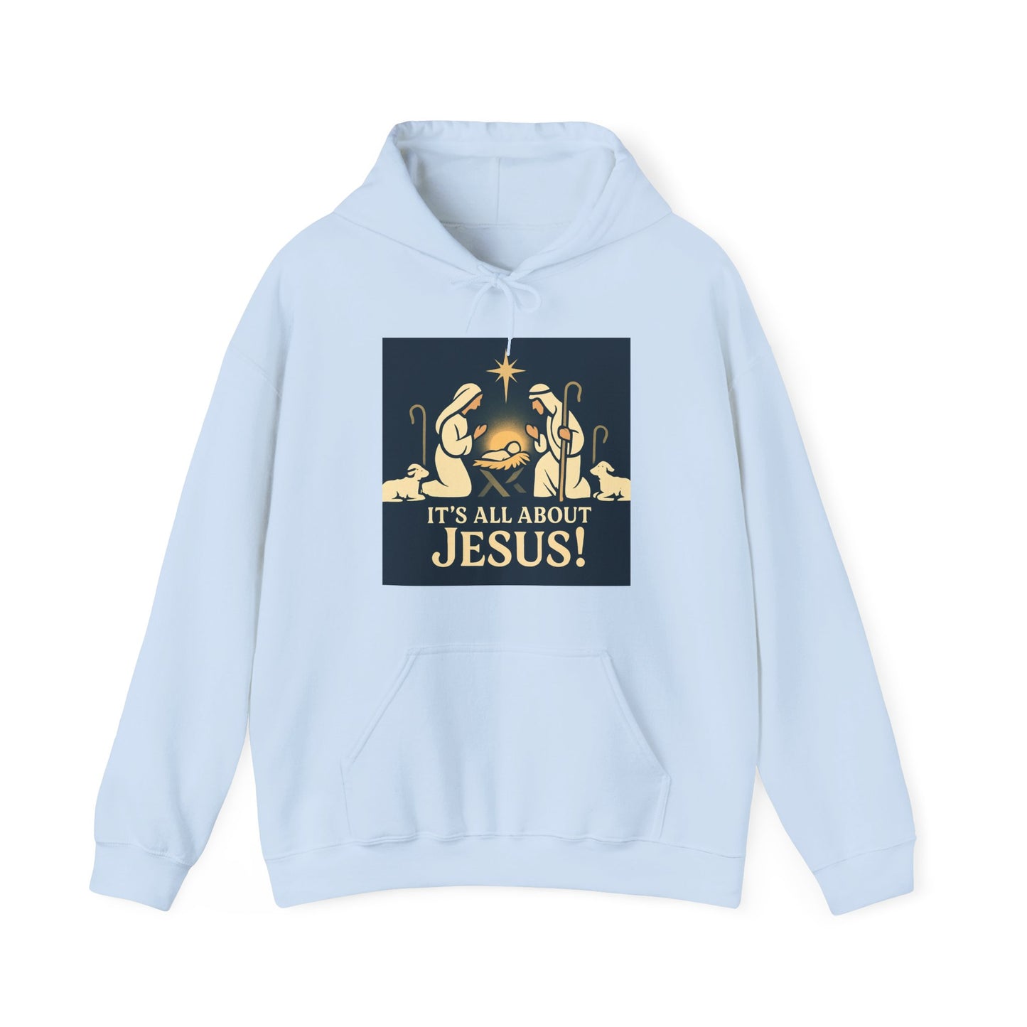 "It's all about Jesus" - Christian Hooded Sweatshirt, Unisex Cozy Hoody for Jesus Lovers, Perfect for Faith, Holidays, and Everyday Wear