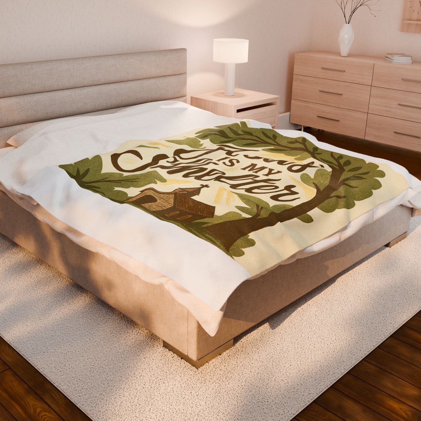 "Jesus is My Shelter" - Cozy Faith-Inspired Velveteen Plush Blanket, Throw, Home Decor, Gift for Baptism, Wedding, Housewarming, Christian Gifts