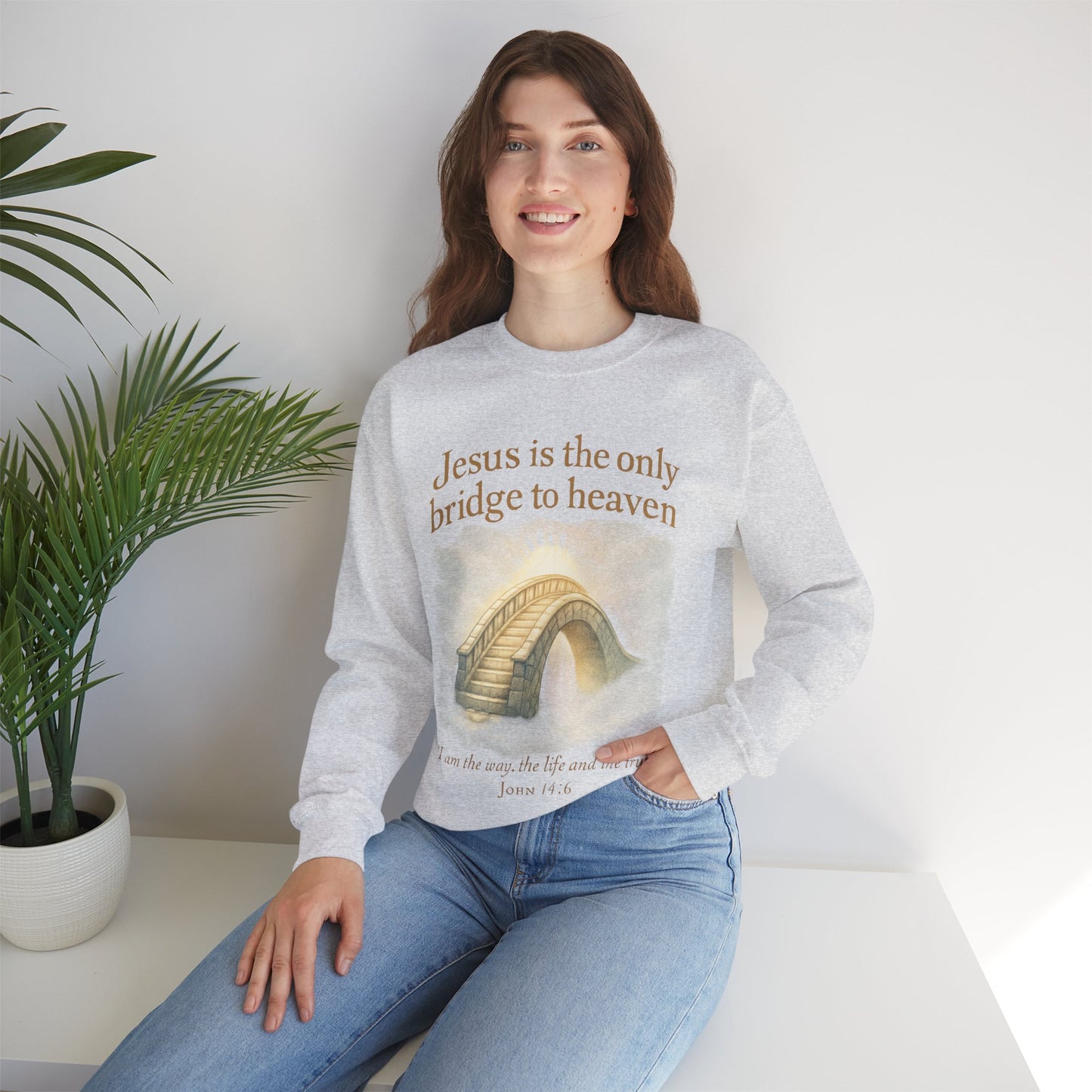 "Jesus is the Only Bridge to Heaven" Faith-Inspired Crewneck Sweatshirt