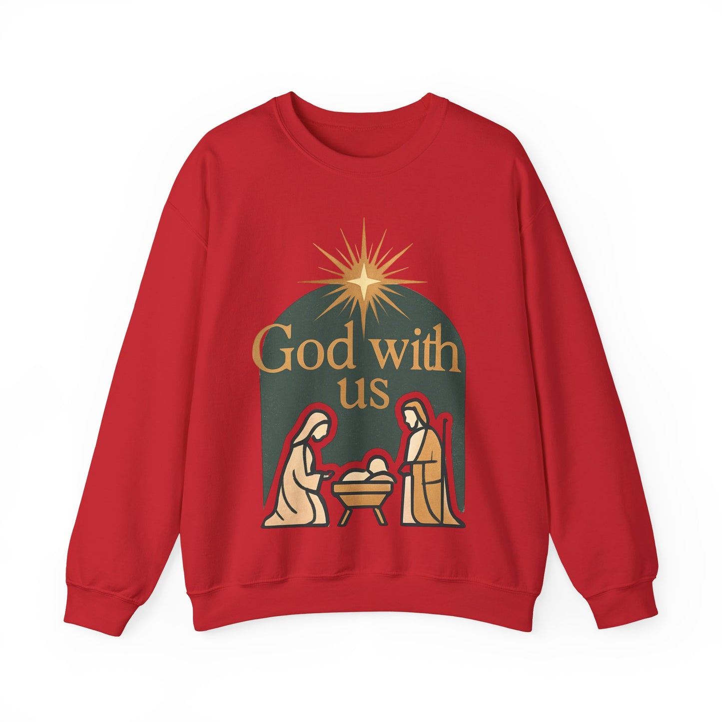 "God with Us" - Cozy Christmas Sweatshirt, Holiday Spirit Wear, Religious Gift, Unisex Crewneck