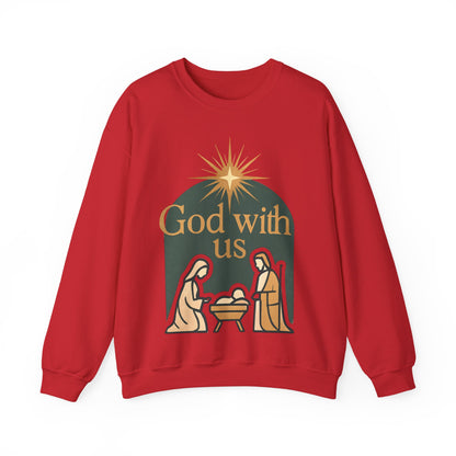 "God with Us" - Cozy Christmas Sweatshirt, Holiday Spirit Wear, Religious Gift, Unisex Crewneck