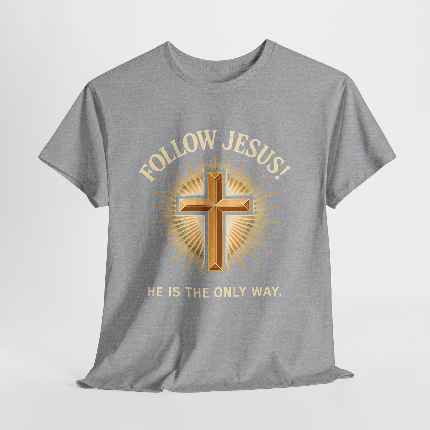 "Follow Jesus" Christian Faith Unisex Heavy Cotton Tee, Inspiration Apparel