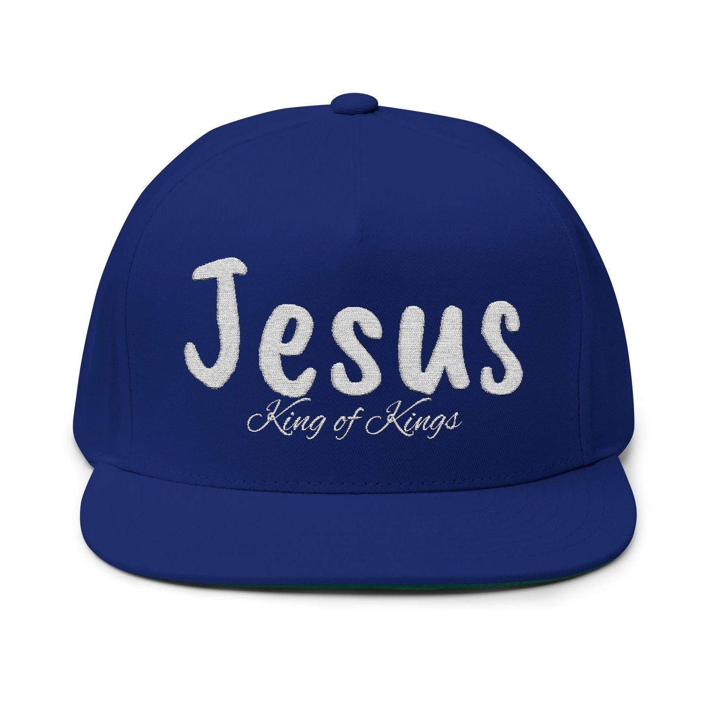 Embroidered "Jesus King of Kings" Flat Bill Cap - Faith Hat, Casual Wear, Religious Gift, Christian Apparel, Church Events