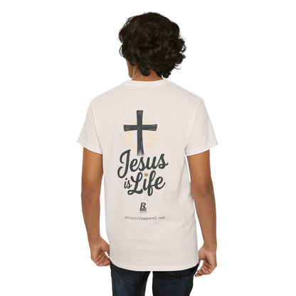 "Jesus is Life" - Front and Back - Faith-Inspired Unisex Heavy Cotton Tee