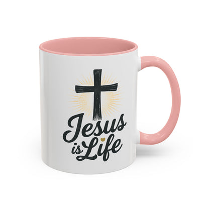 "Jesus is Life" - Christian Accent Coffee Mug - Inspirational 11oz & 15oz