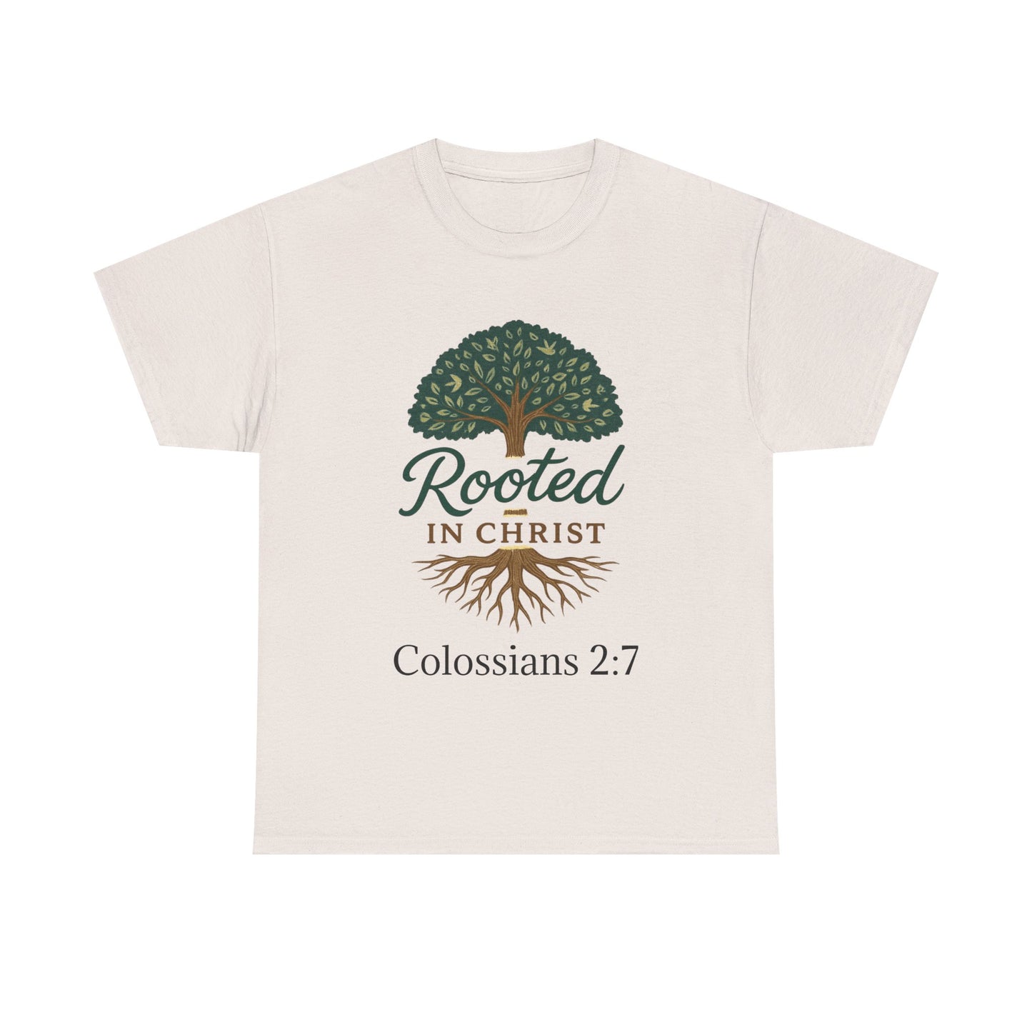 "Rooted in Christ" Tee - Unisex Heavy Cotton Shirt, Christian Apparel, Faith-Based Gift