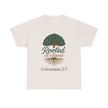 "Rooted in Christ" Tee - Unisex Heavy Cotton Shirt, Christian Apparel, Faith-Based Gift