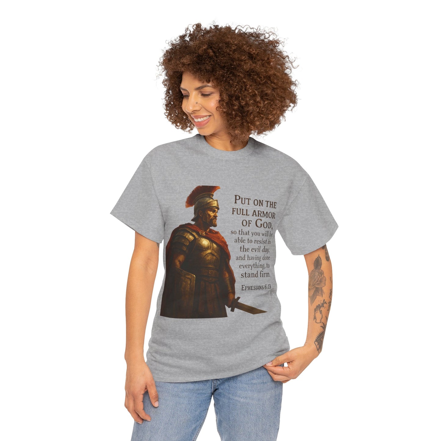 Ephesians 6:13 "Put on the full armor of God" Christian Print Tee