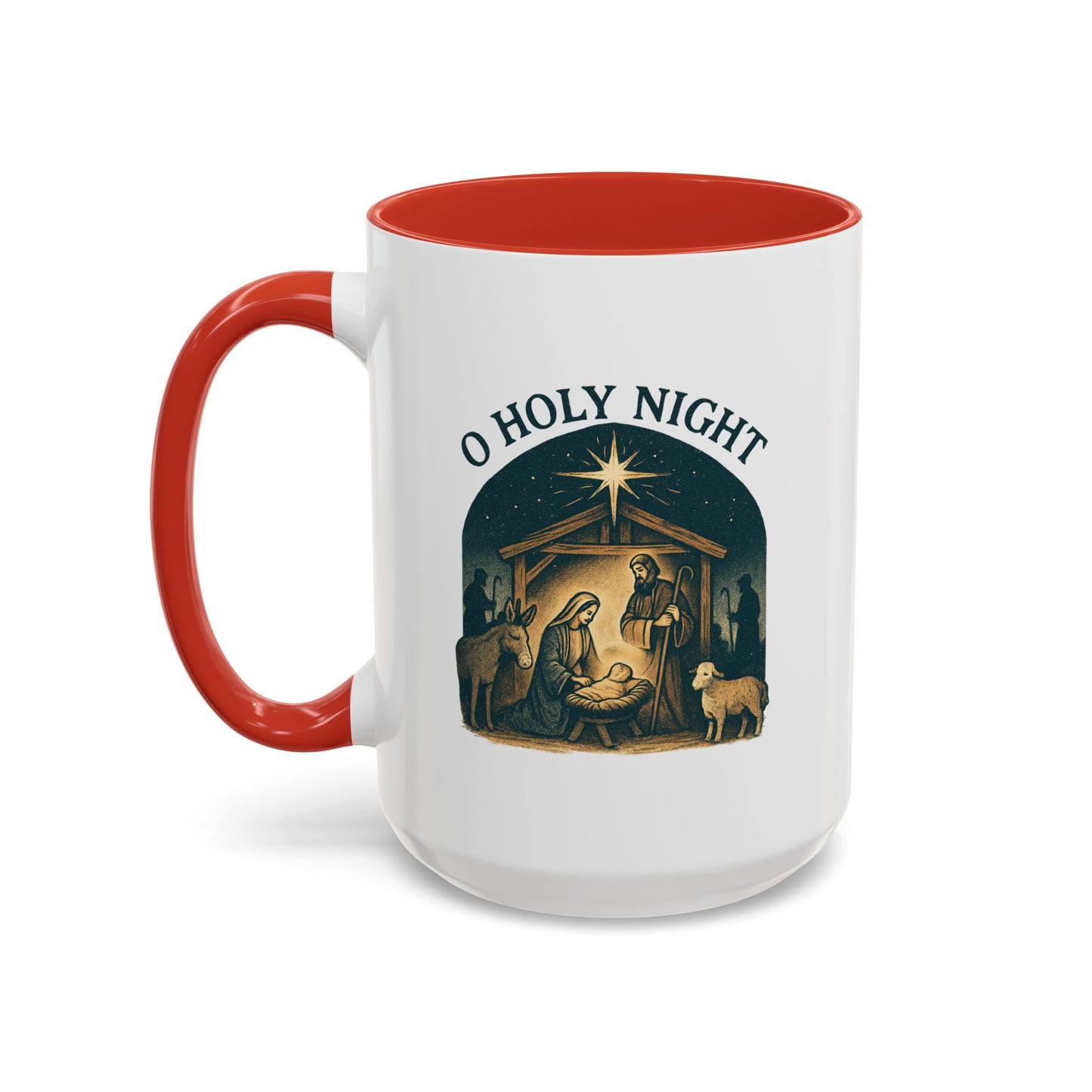 O Holy Night" - Christmas Themed Coffee Mug, Holiday Gift, Festive Kitchen Decor