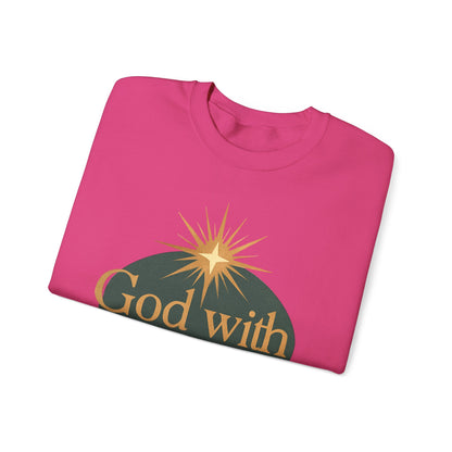 "God with Us" - Cozy Christmas Sweatshirt, Holiday Spirit Wear, Religious Gift, Unisex Crewneck