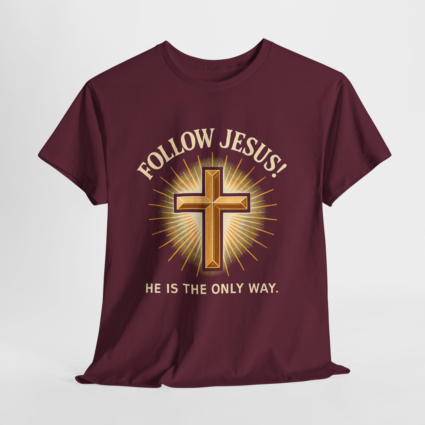 "Follow Jesus" Christian Faith Unisex Heavy Cotton Tee, Inspiration Apparel