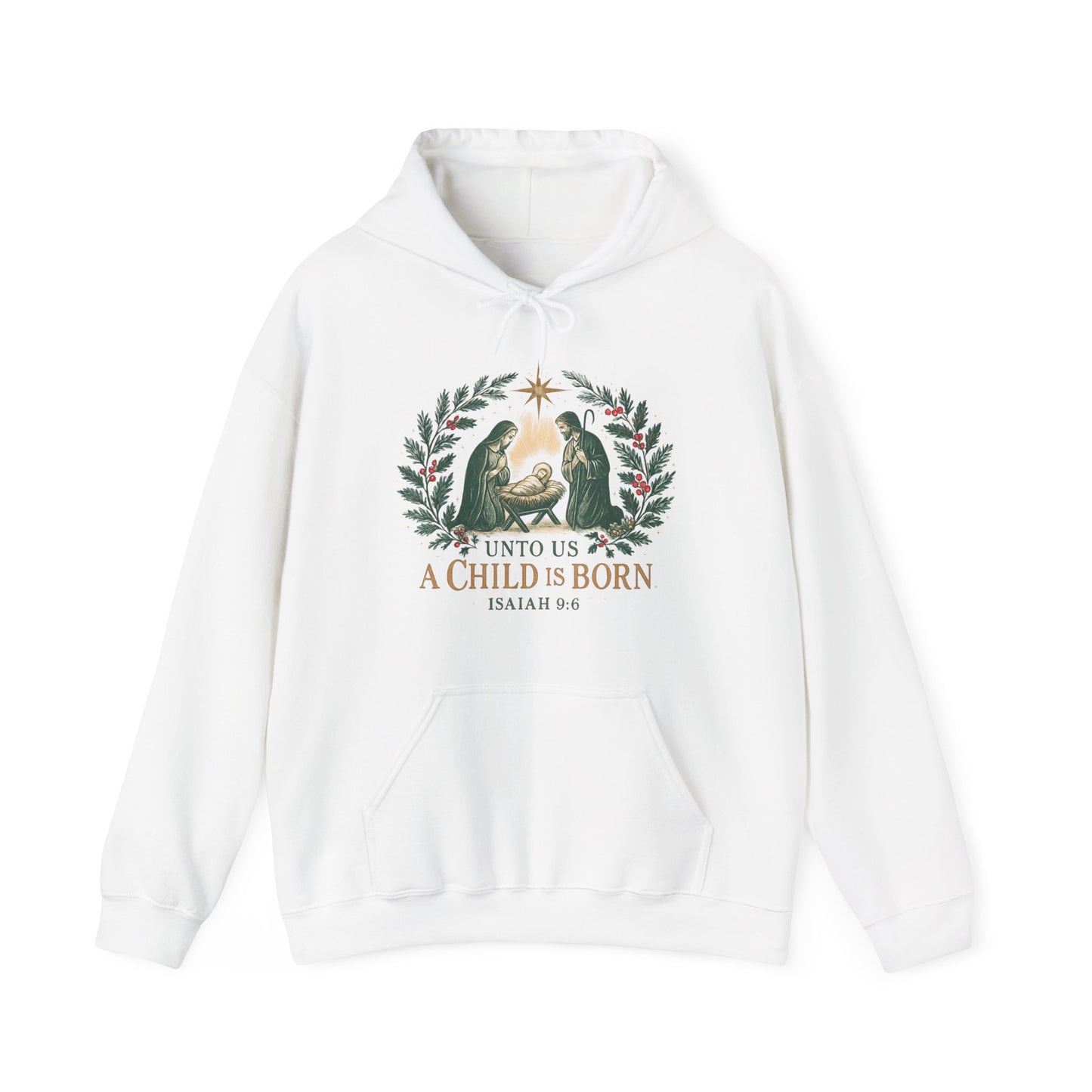 "For Unto us a Child is Born" - Christmas Hoodie, Cozy Unisex Sweatshirt for Holiday Celebrations, Gift for Him/Her, Faith-Inspired [...]
