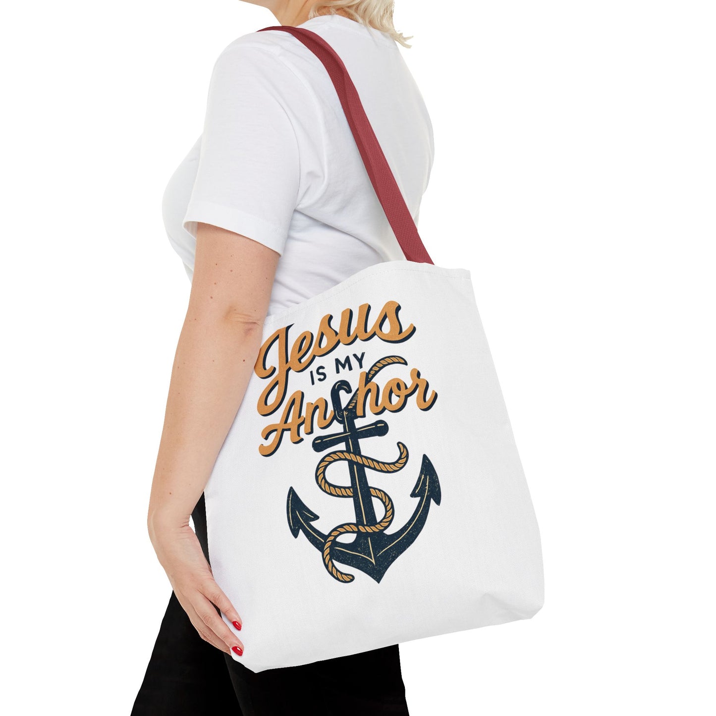 Nautical Tote Bag, "Jesus is My Anchor", Christian Gift, Faith-Inspired Bag, Beach or Everyday Use, Religious Themed Accessory