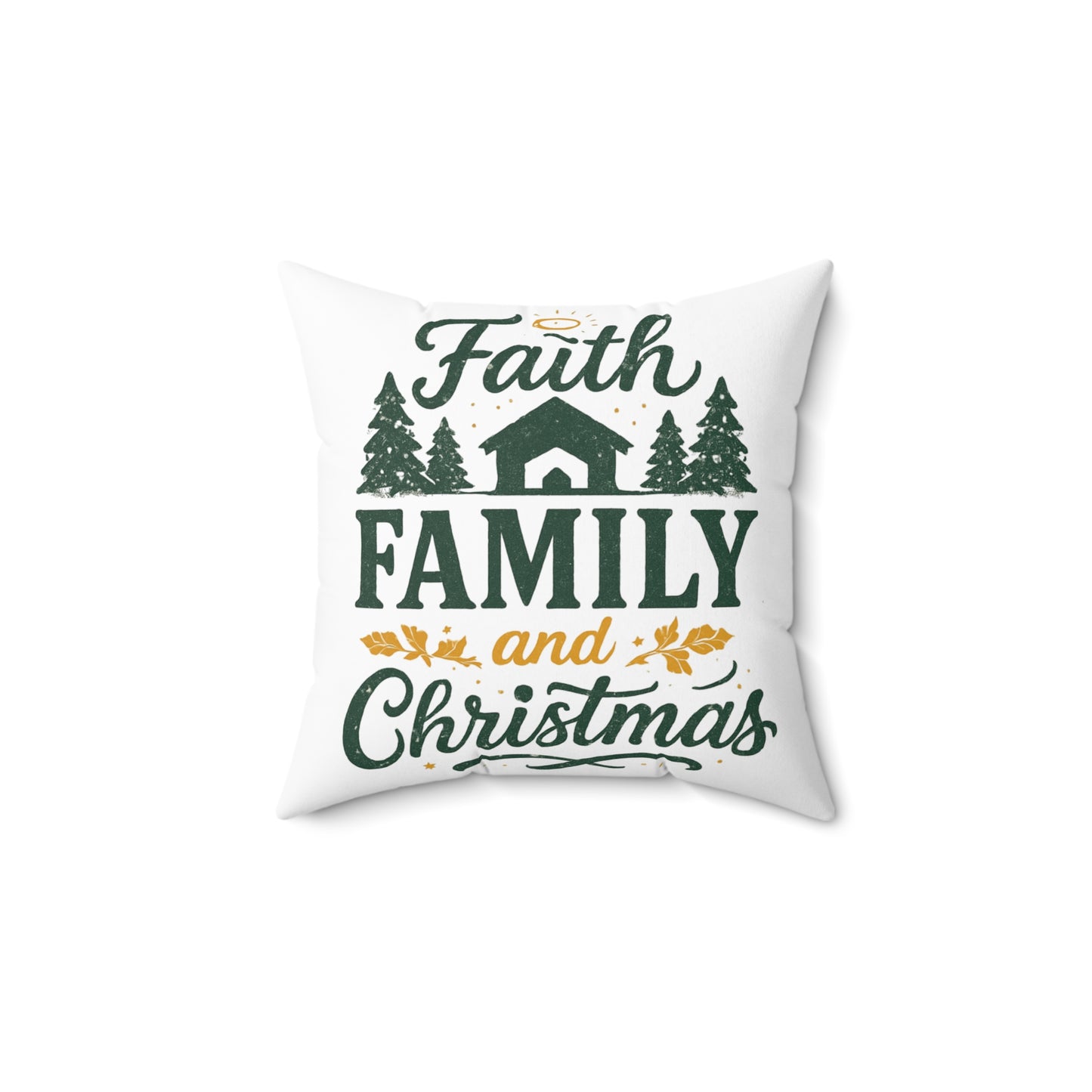 Festive Faith Family Christmas Pillow